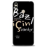 Phoenix Cep Kılıf HD Baskılı Kılıf + NANO TAM KAPLAYAN EKRAN KORUYUCU 394 Beyaz - Altın - Siyah Huawei Honor 8C ile uyumlu