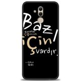 Phoenix Cep Kılıf HD Baskılı Kılıf + NANO TAM KAPLAYAN EKRAN KORUYUCU 394 Beyaz - Mavi Huawei Mate 20 Lite ile uyumlu
