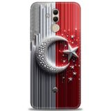 Phoenix Cep Kılıf HD Baskılı Kılıf + NANO TAM KAPLAYAN EKRAN KORUYUCU 40 Beyaz - Altın - Siyah Huawei Mate 20 Lite ile uyumlu