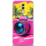 Phoenix Cep Kılıf HD Baskılı Kılıf + NANO TAM KAPLAYAN EKRAN KORUYUCU 442 Beyaz - Lacivert Huawei Mate 20 Lite ile uyumlu