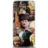 Phoenix Cep Kılıf HD Baskılı Kılıf + NANO TAM KAPLAYAN EKRAN KORUYUCU 466 Siyah - Açık Mavi Huawei Mate 20 Lite ile uyumlu