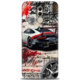 Phoenix Cep Kılıf HD Baskılı Kılıf + NANO TAM KAPLAYAN EKRAN KORUYUCU 484 Beyaz - Gri Huawei Mate 20 Lite ile uyumlu