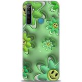 Phoenix Cep Kılıf HD Baskılı Kılıf + SERAMİK TAM KAPLAYAN EKRAN KORUYUCU 120 Beyaz Çicek Desenli Realme 5i ile uyumlu