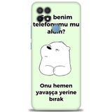 Phoenix Cep Kılıf HD Baskılı Kılıf + SERAMİK TAM KAPLAYAN EKRAN KORUYUCU 155 Beyaz - Mor - Siyah Oppo A15 ile uyumlu