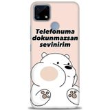 Phoenix Cep Kılıf HD Baskılı Kılıf + SERAMİK TAM KAPLAYAN EKRAN KORUYUCU 158 Beyaz Karbon Realme C25S ile uyumlu