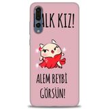 Phoenix Cep Kılıf HD Baskılı Kılıf + SERAMİK TAM KAPLAYAN EKRAN KORUYUCU 165 Beyaz - Koyu Mor Huawei P20 Pro ile uyumlu