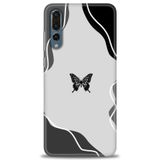 Phoenix Cep Kılıf HD Baskılı Kılıf + SERAMİK TAM KAPLAYAN EKRAN KORUYUCU 186 Beyaz Karbon Huawei P20 Pro ile uyumlu