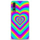 Phoenix Cep Kılıf HD Baskılı Kılıf + SERAMİK TAM KAPLAYAN EKRAN KORUYUCU 192 Siyah - Açık Mavi Huawei P20 Pro ile uyumlu