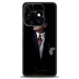 Phoenix Cep Kılıf HD Baskılı Kılıf + SERAMİK TAM KAPLAYAN EKRAN KORUYUCU 22 Siyah - Gold Tecno Spark 10 Pro 4G ile uyumlu