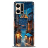 Phoenix Cep Kılıf HD Baskılı Kılıf + SERAMİK TAM KAPLAYAN EKRAN KORUYUCU 221 Beyaz - Mor Oppo Reno 7 ile uyumlu