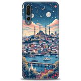 Phoenix Cep Kılıf HD Baskılı Kılıf + SERAMİK TAM KAPLAYAN EKRAN KORUYUCU 223 Beyaz - Pembe Huawei P20 Pro ile uyumlu