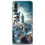 Phoenix Cep Kılıf HD Baskılı Kılıf + SERAMİK TAM KAPLAYAN EKRAN KORUYUCU 224 Beyaz - Sarı Huawei P20 Pro ile uyumlu