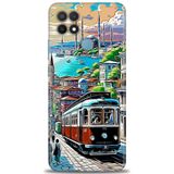 Phoenix Cep Kılıf HD Baskılı Kılıf + SERAMİK TAM KAPLAYAN EKRAN KORUYUCU 225 Siyah - Beyaz - Gri Oppo A15 ile uyumlu