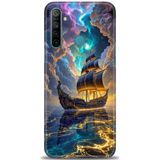 Phoenix Cep Kılıf HD Baskılı Kılıf + SERAMİK TAM KAPLAYAN EKRAN KORUYUCU 233 Siyah - Gümüş Realme 5i ile uyumlu