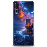 Phoenix Cep Kılıf HD Baskılı Kılıf + SERAMİK TAM KAPLAYAN EKRAN KORUYUCU 235 Beyaz Karbon Huawei P20 Pro ile uyumlu