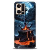 Phoenix Cep Kılıf HD Baskılı Kılıf + SERAMİK TAM KAPLAYAN EKRAN KORUYUCU 240 Siyah - Açık Kırmızı Oppo Reno 7 ile uyumlu