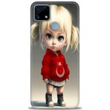 Phoenix Cep Kılıf HD Baskılı Kılıf + SERAMİK TAM KAPLAYAN EKRAN KORUYUCU 243 Beyaz - Mor - Siyah Realme C25S ile uyumlu