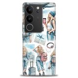 Phoenix Cep Kılıf HD Baskılı Kılıf + SERAMİK TAM KAPLAYAN EKRAN KORUYUCU 268 Beyaz Çicek Desenli Vivo V29 5G ile uyumlu