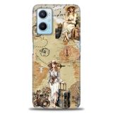 Phoenix Cep Kılıf HD Baskılı Kılıf + SERAMİK TAM KAPLAYAN EKRAN KORUYUCU 270 Beyaz - Turuncu Oppo A96 4G ile uyumlu