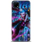Phoenix Cep Kılıf HD Baskılı Kılıf + SERAMİK TAM KAPLAYAN EKRAN KORUYUCU 280 Beyaz - Gri Realme C25S ile uyumlu