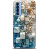 Phoenix Cep Kılıf HD Baskılı Kılıf + SERAMİK TAM KAPLAYAN EKRAN KORUYUCU 326 Beyaz Çicek Desenli Oppo Reno 4 Pro ile uyumlu