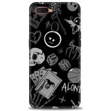 Phoenix Cep Kılıf HD Baskılı Kılıf + SERAMİK TAM KAPLAYAN EKRAN KORUYUCU 354 Beyaz - Siyah Oppo AX7 ile uyumlu