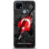 Phoenix Cep Kılıf HD Baskılı Kılıf + SERAMİK TAM KAPLAYAN EKRAN KORUYUCU 37 Beyaz - Kahverengi Realme C25S ile uyumlu