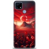 Phoenix Cep Kılıf HD Baskılı Kılıf + SERAMİK TAM KAPLAYAN EKRAN KORUYUCU 39 Beyaz - Koyu Mor Realme C25S ile uyumlu