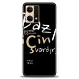 Phoenix Cep Kılıf HD Baskılı Kılıf + SERAMİK TAM KAPLAYAN EKRAN KORUYUCU 394 Siyah - Fuşya Oppo Reno 7 ile uyumlu