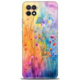 Phoenix Cep Kılıf HD Baskılı Kılıf + SERAMİK TAM KAPLAYAN EKRAN KORUYUCU 413 Beyaz Karbon Oppo A15 ile uyumlu