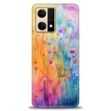 Phoenix Cep Kılıf HD Baskılı Kılıf + SERAMİK TAM KAPLAYAN EKRAN KORUYUCU 413 Beyaz - Lacivert Oppo Reno 7 ile uyumlu