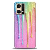 Phoenix Cep Kılıf HD Baskılı Kılıf + SERAMİK TAM KAPLAYAN EKRAN KORUYUCU 414 Beyaz - Mavi Oppo Reno 7 ile uyumlu