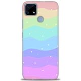 Phoenix Cep Kılıf HD Baskılı Kılıf + SERAMİK TAM KAPLAYAN EKRAN KORUYUCU 423 Beyaz - Altın Realme C25S ile uyumlu