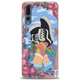 Phoenix Cep Kılıf HD Baskılı Kılıf + SERAMİK TAM KAPLAYAN EKRAN KORUYUCU 447 Siyah - Gül Huawei P20 Pro ile uyumlu