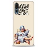 Phoenix Cep Kılıf HD Baskılı Kılıf + SERAMİK TAM KAPLAYAN EKRAN KORUYUCU 45 Siyah - Açık Mavi Huawei P20 Pro ile uyumlu