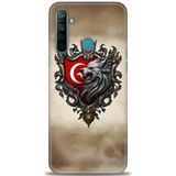 Phoenix Cep Kılıf HD Baskılı Kılıf + SERAMİK TAM KAPLAYAN EKRAN KORUYUCU 461 Beyaz Karbon Realme 5i ile uyumlu