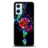 Phoenix Cep Kılıf HD Baskılı Kılıf + SERAMİK TAM KAPLAYAN EKRAN KORUYUCU 86 Siyah - Açık Mavi Oppo A96 4G ile uyumlu