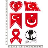 Phoenix Türk Bayrağı Motorsiklet Araç Kask Leptop Telefon Arkası Sticker Çıkartma Seti - A4 - Renkli
