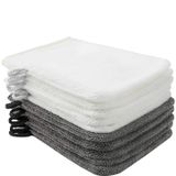 PHOGARY 10'lu Paket Mikrofiber Vücut Yıkama Eldiveni, Yumuşak Yüz Eldiveni, Banyo Spa Bezi, Yeniden Kullanılabilir Makyaj Çıkarıcı Eldiven Eldiveni, Avrupa Tarzı Yıkama Bezi, 6×8inç, Beyaz ve Gri