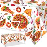 PHOGARY 3 Paket Pizza Masa Örtüsü, Plastik Pizza Temalı Masa Örtüleri Piknik Masa Örtüsü, Sıcak Pizza Partisi Süslemeleri Çocuk Doğum Günü için İdeal, Pizza Dekor Partileri Malzemeleri Karnaval