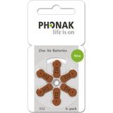 Phonak Işitme Cihazı Pili 312 No - 6'lı