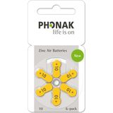 Phonak Işitme Cihazı Pili Zinc Air 1.45 V 10 No 6'lı Paket Uzun Süreli Enerji Sağlar