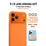 Phonextra iPhone 17 Pro Max Safir Kamera Lens Koruma Seti 4lü HD Şeffaf Kamera Alanı Koruyucu Hoparlör Filtre Aksiyon Tuşu Kozmik Turuncu Abis Mavi Gümüş Silver