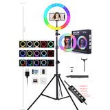 Phonextra RGB Renkli Selfie Işığı 33CM Tiktok Youtuber Makyaj Canlı Yayın Telefon Tutucu Led Halka Işık