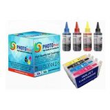Photo Print Epson Stylus Office Bx310 T0711-T0714 Muadil Kolay Dolan Kartuş + 4 X100 Ml Renk Mürekkep Seti