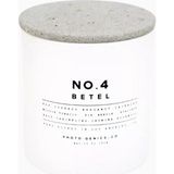 Photogenics & Co. No.4 Betel Glass Candle 225G, Lüks Mat Beyaz Cam ve Mermer Beton Kapaklı Mum
