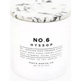 Photogenics & Co. No.6 Hyssop Glass Candle 225G, Lüks Mat Beyaz Cam ve Mermer Beton Kapaklı Mum