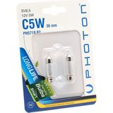 Photon Ampul C5W 12V 36MM. Sofit 2'li Blister Minyatür Pht PH5718 B2 - Altın