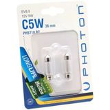 PHOTON Ampul C5W 12V 36Mm. Sofit 2'Li Blister Minyatür PHT PH5718 B2