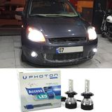 Photon Ford Fiesta Mk5 LED Xenon Uzun + Kısa Far Ampulü H4 Access Yeni Seri Beyaz 2001-2008 - 00-Beyaz